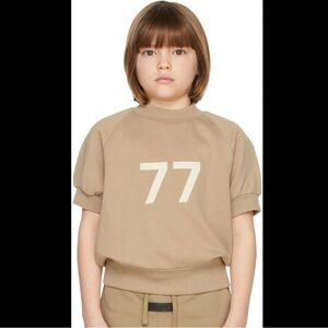 Essentials Tan Kids Sweatshirt with '77' Print